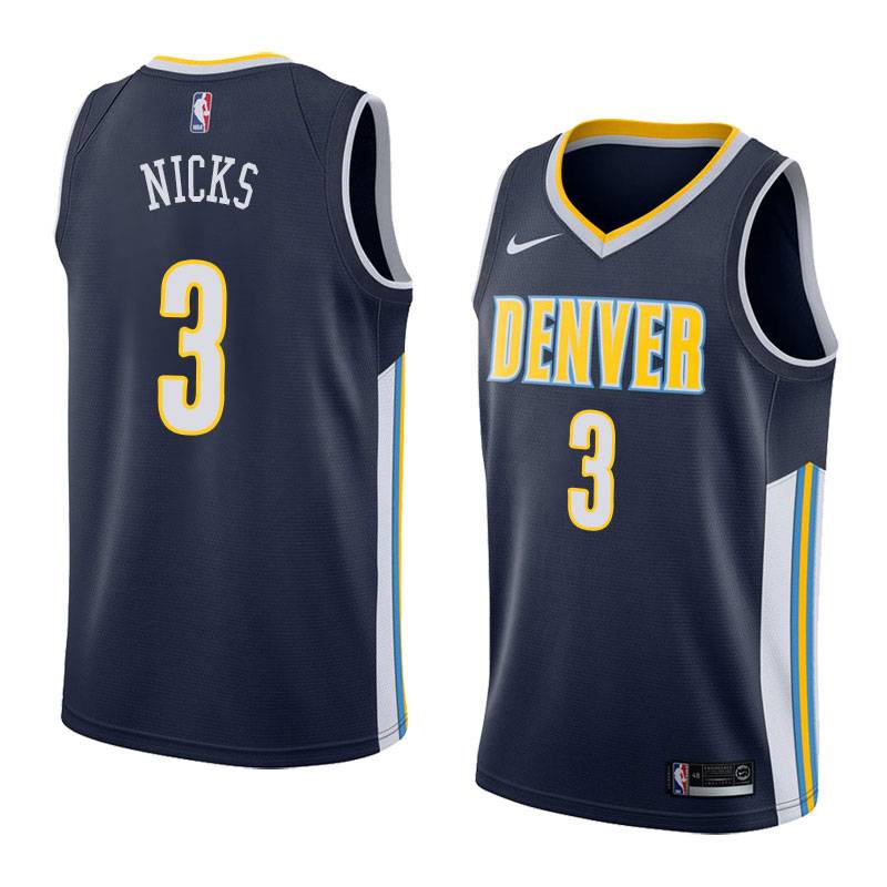 Navy Carl Nicks Nuggets #3 Twill Basketball Jersey