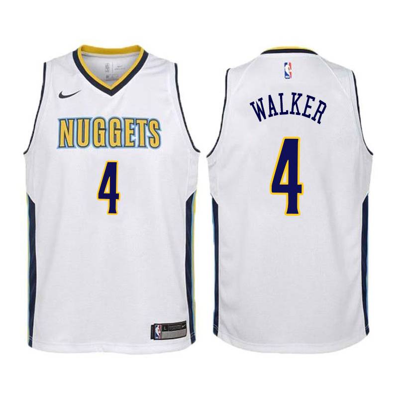 White Darrell Walker Nuggets #4 Twill Basketball Jersey