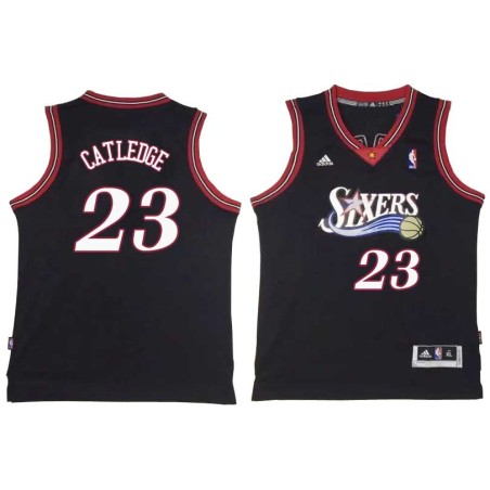 Black Throwback Terry Catledge Twill Basketball Jersey -76ers #23 Catledge Twill Jerseys, FREE SHIPPING