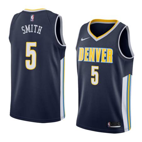 Navy Robert Smith Nuggets #5 Twill Basketball Jersey