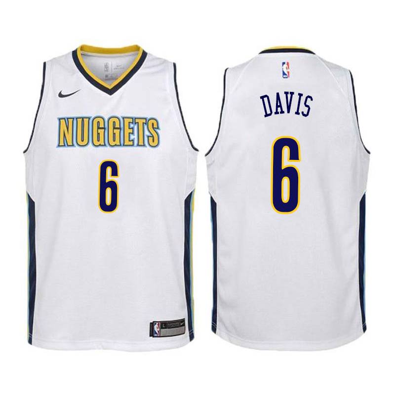 White Walter Davis Nuggets #6 Twill Basketball Jersey