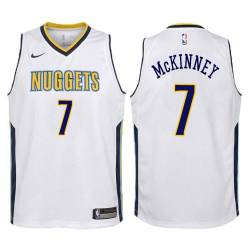 White Billy McKinney Nuggets #7 Twill Basketball Jersey
