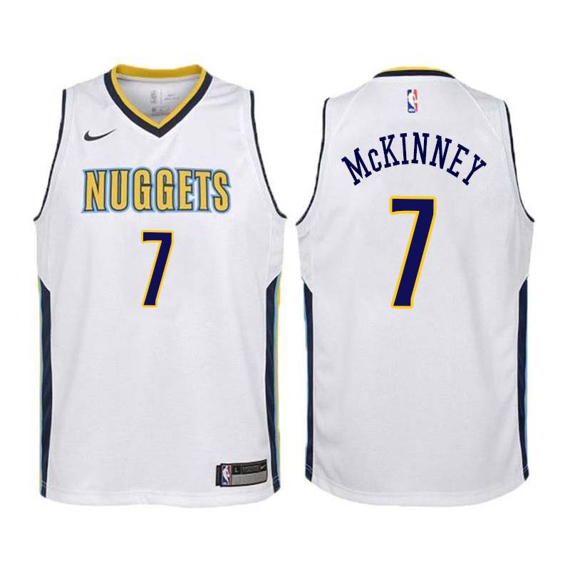 White Billy McKinney Nuggets #7 Twill Basketball Jersey