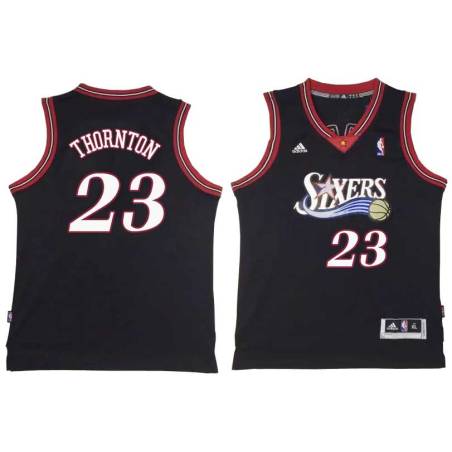 Black Throwback Bob Thornton Twill Basketball Jersey -76ers #23 Thornton Twill Jerseys, FREE SHIPPING