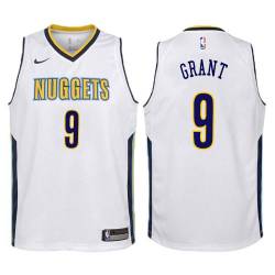 White Greg Grant Nuggets #9 Twill Basketball Jersey