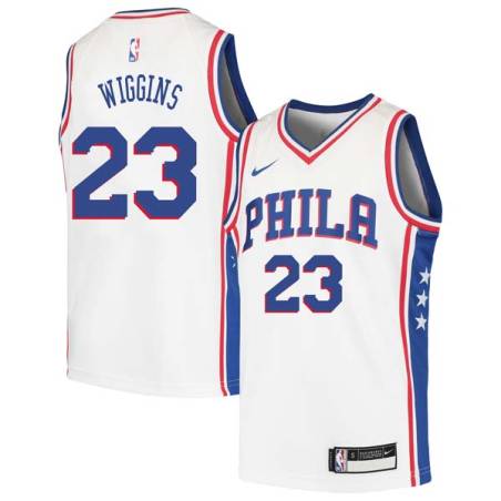 White Mitchell Wiggins Twill Basketball Jersey -76ers #23 Wiggins Twill Jerseys, FREE SHIPPING
