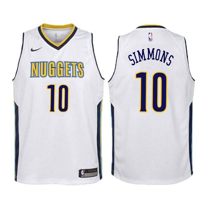 White Grant Simmons Nuggets #10 Twill Basketball Jersey
