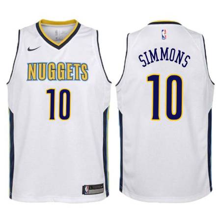 White Grant Simmons Nuggets #10 Twill Basketball Jersey