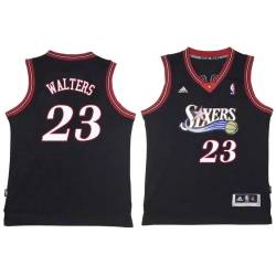 Black Throwback Rex Walters Twill Basketball Jersey -76ers #23 Walters Twill Jerseys, FREE SHIPPING