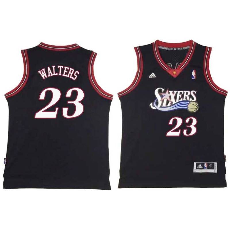 Black Throwback Rex Walters Twill Basketball Jersey -76ers #23 Walters Twill Jerseys, FREE SHIPPING