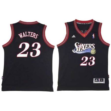 Black Throwback Rex Walters Twill Basketball Jersey -76ers #23 Walters Twill Jerseys, FREE SHIPPING