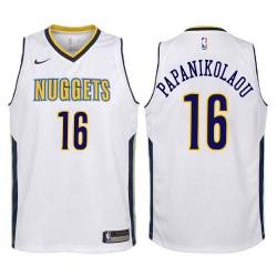 White Kostas Papanikolaou Nuggets #16 Twill Basketball Jersey