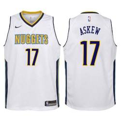 White Vincent Askew Nuggets #17 Twill Basketball Jersey