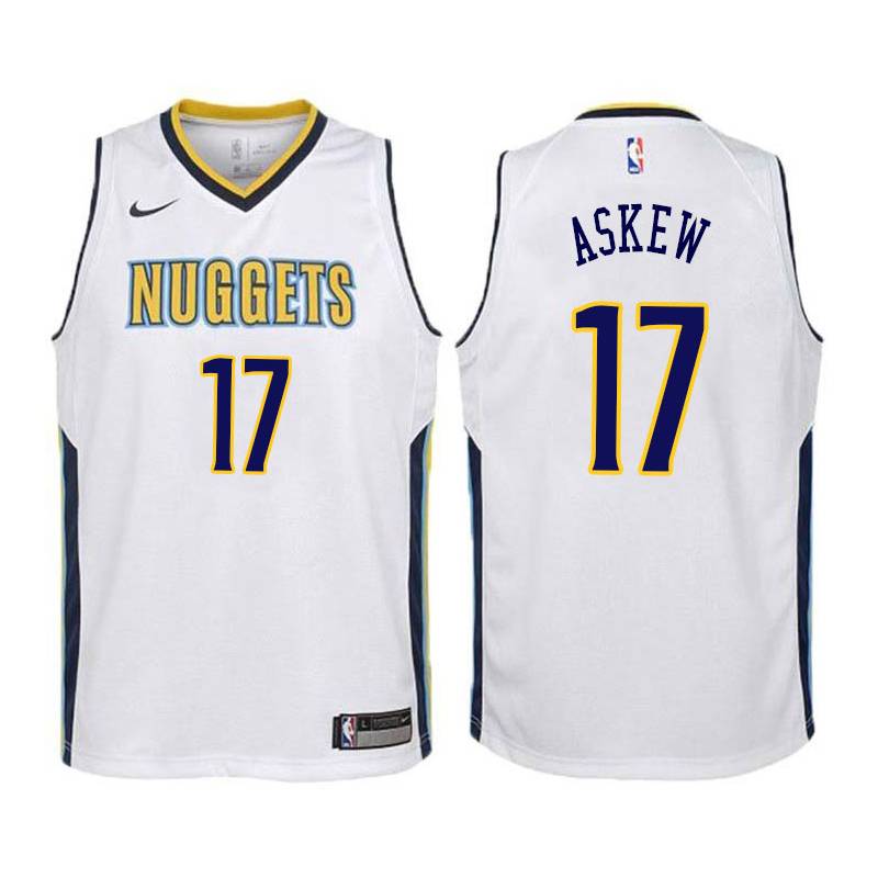 White Vincent Askew Nuggets #17 Twill Basketball Jersey