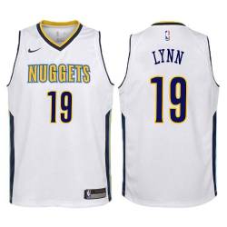 White Lonnie Lynn Nuggets #19 Twill Basketball Jersey