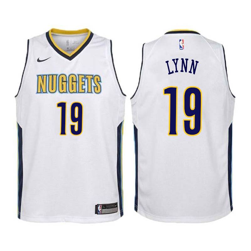 White Lonnie Lynn Nuggets #19 Twill Basketball Jersey