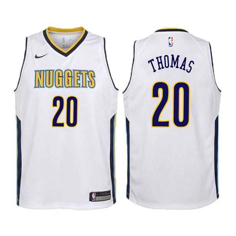 White Willis Thomas Nuggets #20 Twill Basketball Jersey