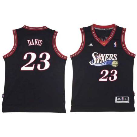 Black Throwback Josh Davis Twill Basketball Jersey -76ers #23 Davis Twill Jerseys, FREE SHIPPING