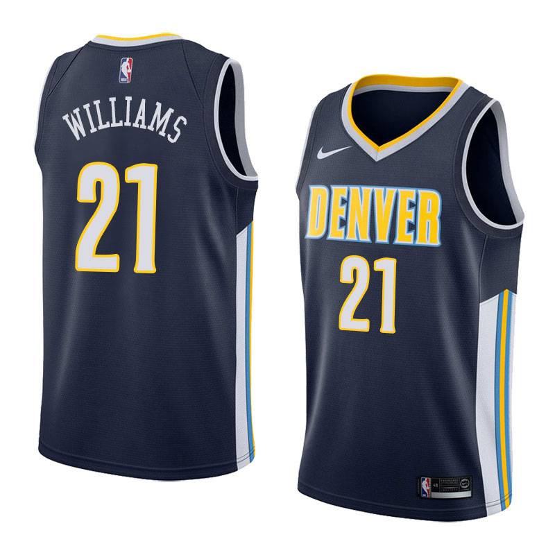 Navy Chuck Williams Nuggets #21 Twill Basketball Jersey