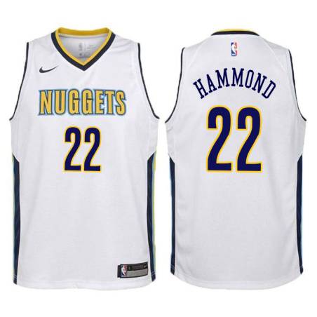 White Julian Hammond Nuggets #22 Twill Basketball Jersey