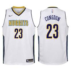 White Jeffrey Congdon Nuggets #23 Twill Basketball Jersey