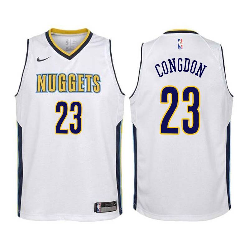 White Jeffrey Congdon Nuggets #23 Twill Basketball Jersey