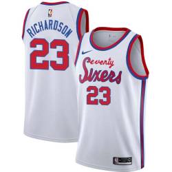 White Classic Jason Richardson Twill Basketball Jersey -76ers #23 Richardson Twill Jerseys, FREE SHIPPING