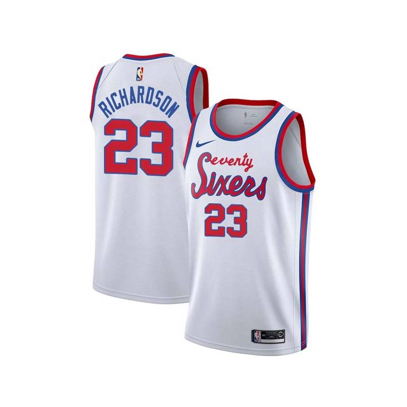 White Classic Jason Richardson Twill Basketball Jersey -76ers #23 Richardson Twill Jerseys, FREE SHIPPING