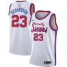 White Classic Jason Richardson Twill Basketball Jersey -76ers #23 Richardson Twill Jerseys, FREE SHIPPING