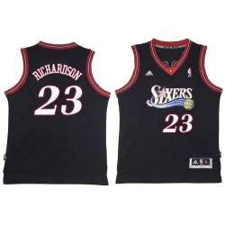 Black Throwback Jason Richardson Twill Basketball Jersey -76ers #23 Richardson Twill Jerseys, FREE SHIPPING