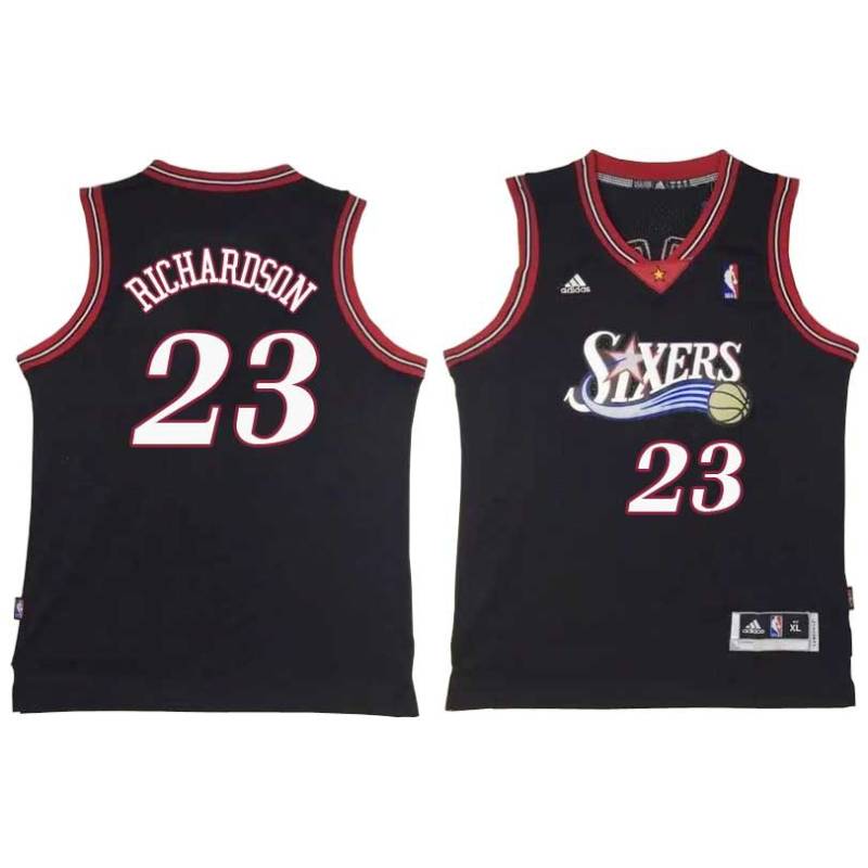 Black Throwback Jason Richardson Twill Basketball Jersey -76ers #23 Richardson Twill Jerseys, FREE SHIPPING