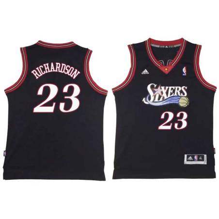 Black Throwback Jason Richardson Twill Basketball Jersey -76ers #23 Richardson Twill Jerseys, FREE SHIPPING