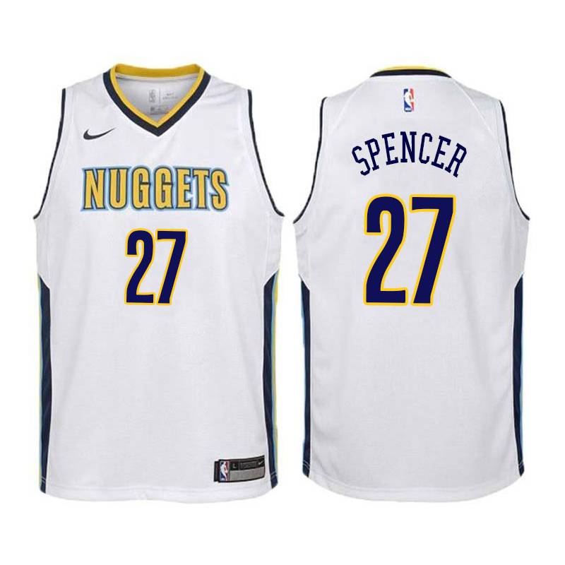White Elmore Spencer Nuggets #27 Twill Basketball Jersey
