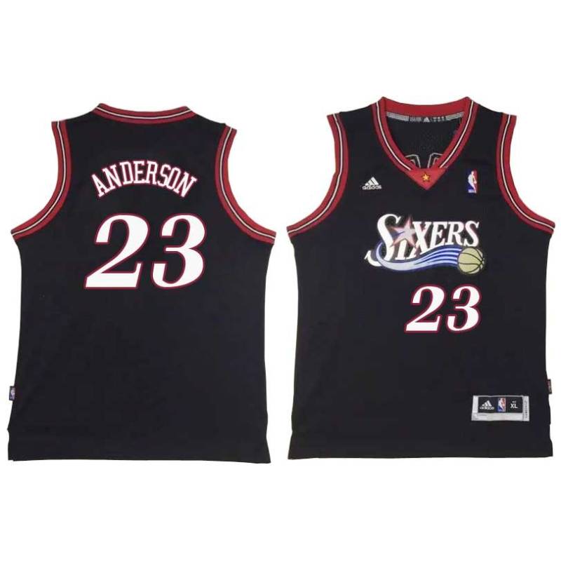 Black Throwback Justin Anderson Twill Basketball Jersey -76ers #23 Anderson Twill Jerseys, FREE SHIPPING