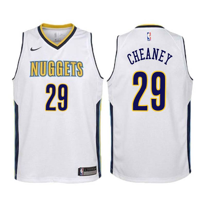 White Calbert Cheaney Nuggets #29 Twill Basketball Jersey