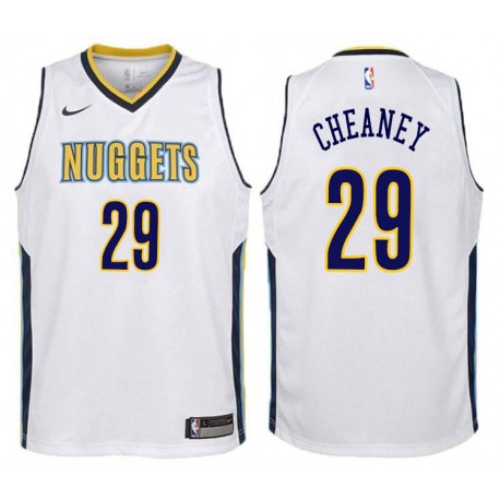 White Calbert Cheaney Nuggets #29 Twill Basketball Jersey