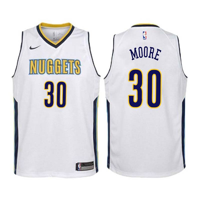 White Richard Moore Nuggets #30 Twill Basketball Jersey