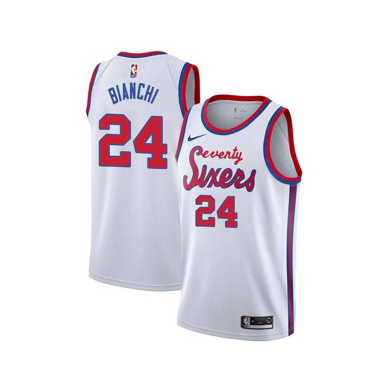 White Classic Al Bianchi Twill Basketball Jersey -76ers #24 Bianchi Twill Jerseys, FREE SHIPPING