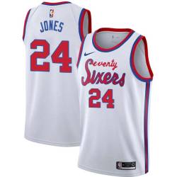 White Classic Wali Jones Twill Basketball Jersey -76ers #24 Jones Twill Jerseys, FREE SHIPPING