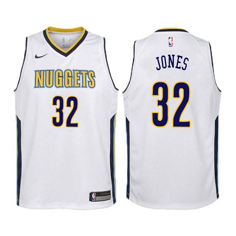 White Larry Jones Nuggets #32 Twill Basketball Jersey