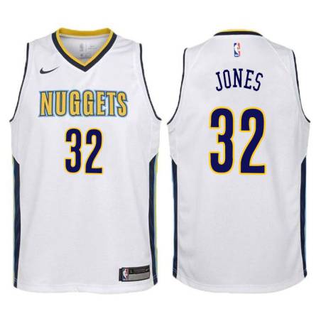 White Larry Jones Nuggets #32 Twill Basketball Jersey