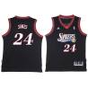 Black Throwback Wali Jones Twill Basketball Jersey -76ers #24 Jones Twill Jerseys, FREE SHIPPING