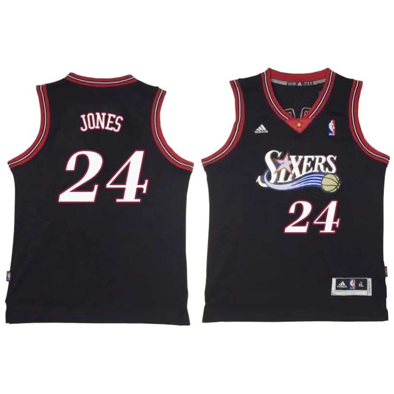 Black Throwback Bobby Jones Twill Basketball Jersey -76ers #24 Jones Twill Jerseys, FREE SHIPPING