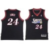 Black Throwback Bobby Jones Twill Basketball Jersey -76ers #24 Jones Twill Jerseys, FREE SHIPPING