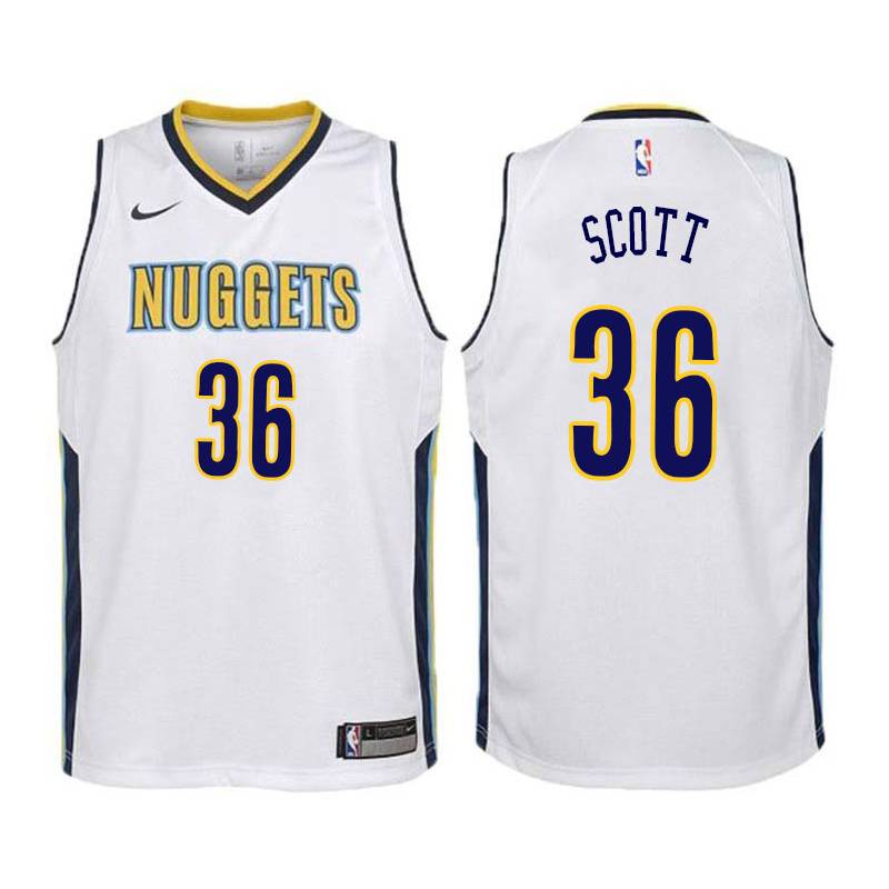 White Shawnelle Scott Nuggets #36 Twill Basketball Jersey
