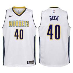 White Byron Beck Nuggets #40 Twill Basketball Jersey