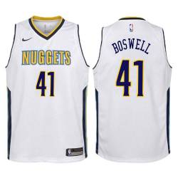 White Tom Boswell Nuggets #41 Twill Basketball Jersey