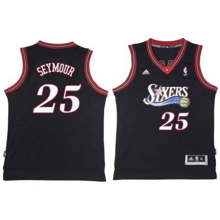 Black Throwback Paul Seymour Twill Basketball Jersey -76ers #25 Seymour Twill Jerseys, FREE SHIPPING