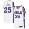 White Chet Walker Twill Basketball Jersey -76ers #25 Walker Twill Jerseys, FREE SHIPPING
