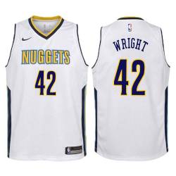 White Lonnie Wright Nuggets #42 Twill Basketball Jersey